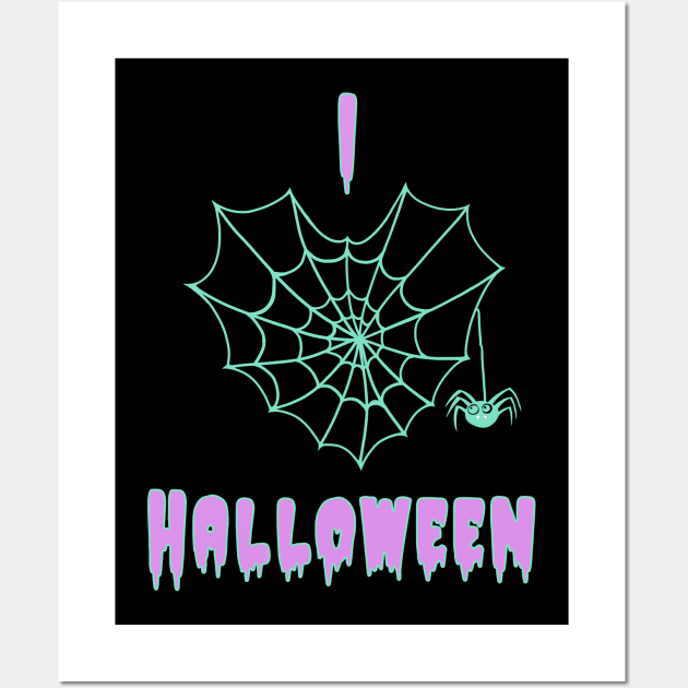 I Heart Halloween Spider Web pastel goth Wall Art by xenotransplant